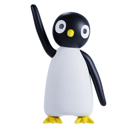 Süßer Pinguin sagt Hallo  3D Illustration