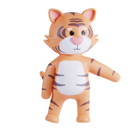 Süßer Tiger zeigt etwas  3D Illustration