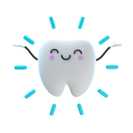 Süßer leuchtender Zahn  3D Illustration