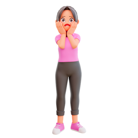 Nettes Mädchen in schockierter Pose  3D Illustration
