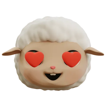 Süßes Schaf-Liebes-Emoji  3D Icon