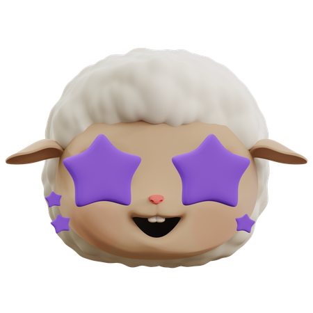 Süßes Schaf-Stern-Emoji  3D Icon