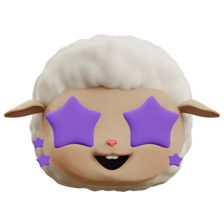 Süßes Schaf-Stern-Emoji  3D Icon