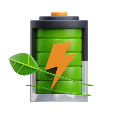 Sustainable Battery  3D Icon