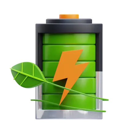 Sustainable Battery  3D Icon