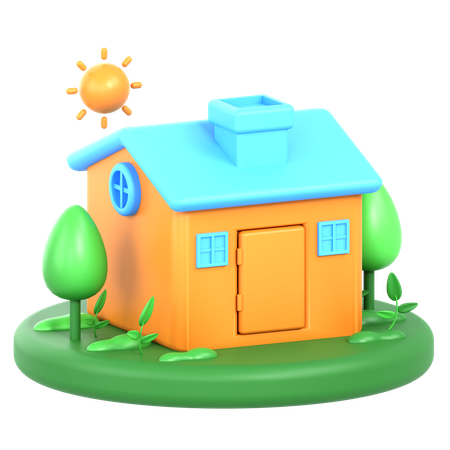 Sustainable house  3D Icon