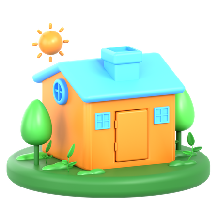 Sustainable house  3D Icon