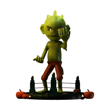 Swamp Thing Giving Scary Pose  3D Illustration