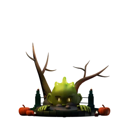 Swamp Thing Giving Scary Pose  3D Illustration