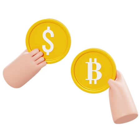Intercambio de bitcoins en dólares  3D Illustration