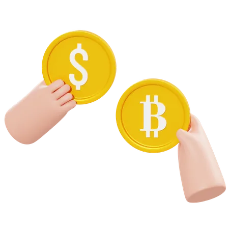 Intercambio de bitcoins en dólares  3D Illustration