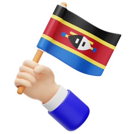 Swasiland-Flagge in der Hand  3D Icon