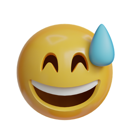 Sweat smile expression  3D Icon