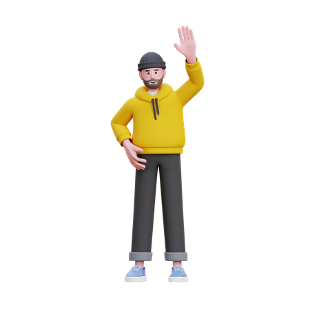 Sweats à capuche homme disant bonjour  3D Illustration