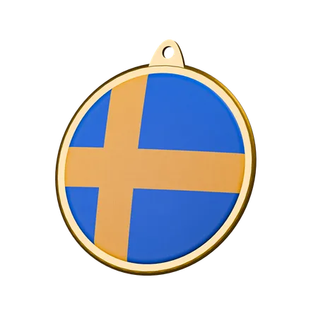 Sweden Flag Medal Badge  3D Icon