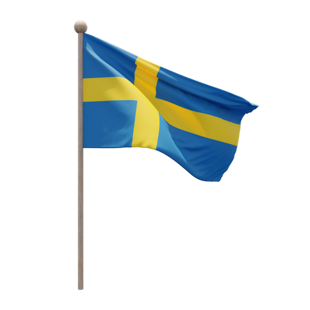 Sweden Flag Pole  3D Flag