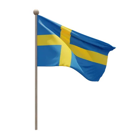 Sweden Flag Pole  3D Flag