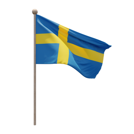 Sweden Flagpole  3D Flag