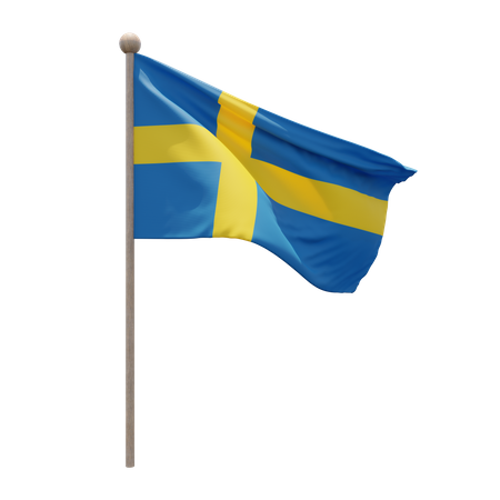 Sweden Flagpole  3D Illustration