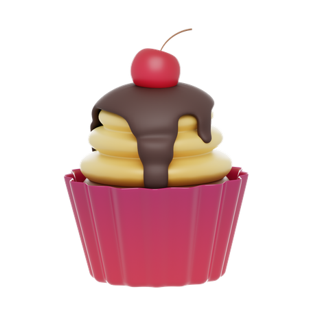 Sweet Cherry on Top Cupcake 3D Icon