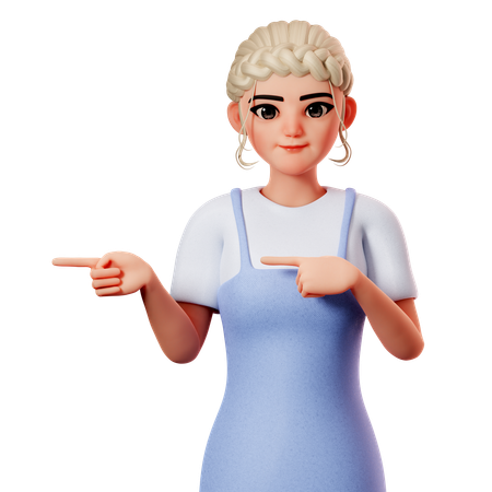 Sweet Female Pointing To Left Side Using Both Hand  3D Illustration