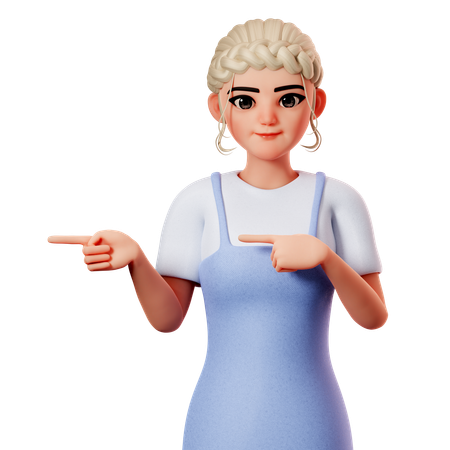 Sweet Female Pointing To Left Side Using Both Hand 3D Illustration