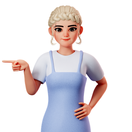 Sweet Female Pointing To Right Side Using Left Hand  3D Illustration