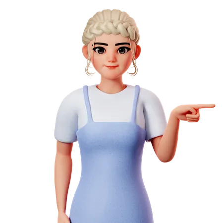 Sweet Female Pointing To Right Side Using Right Hand 3D Illustration