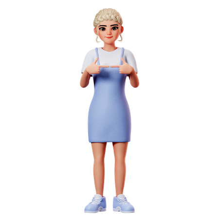 Sweet Female Showing Cute Hand Gesture  3D Illustration