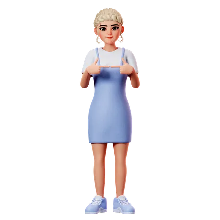 Sweet Female Showing Cute Hand Gesture  3D Illustration