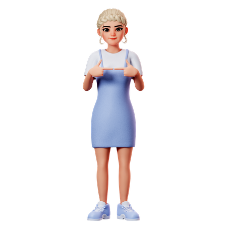 Sweet Female Showing Cute Hand Gesture 3D Illustration