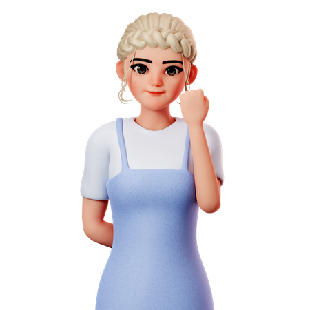 Sweet Female Showing Fist Using Right Hand  3D Illustration