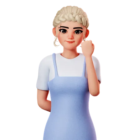 Sweet Female Showing Fist Using Right Hand 3D Illustration