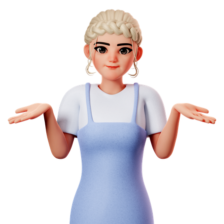 Sweet Female Showing Shurging Pose  3D Icon