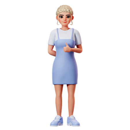 Sweet Female Showing Thumbs Up Gesture With Right Hand 3D Illustration