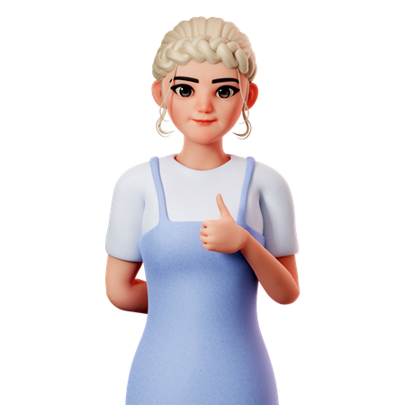 Sweet Female Showing Thumbs Up Using Right Hand 3D Illustration