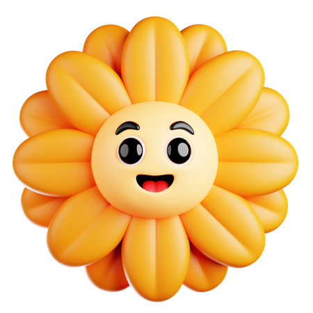 Sweet Orange Daisy  3D Icon