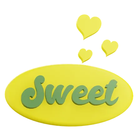3 D Sweet Sticker Text With Transparent Background 3D Icon