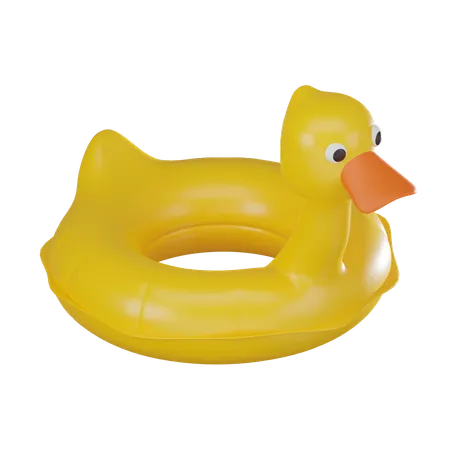 Summer Beach Holidays Joy Of Leisure And Relaxation By The Poolside Featuring An Iconic Inflatable Duck Swimming Ring 3 D Render Illustration 3D Icon