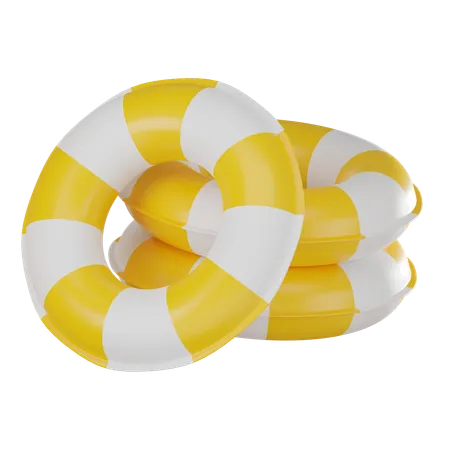 Yellow Inflatable Swim Ring Perfect For Ensuring Water Safety During Beach Trips Or Poolside Fun Essence Of Leisure And Relaxation 3 D Render Illustration 3D Icon