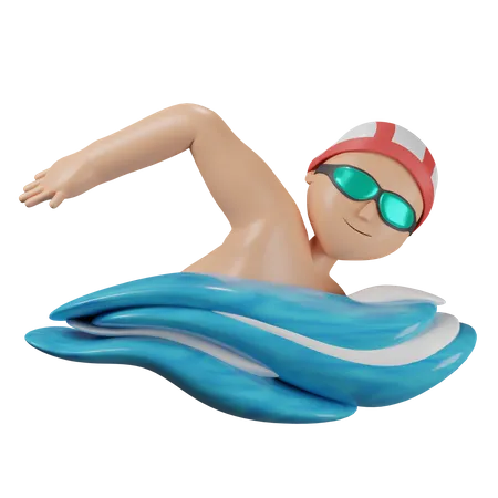 Swimming  3D Illustration