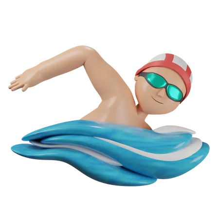 Swimming 3D Illustration