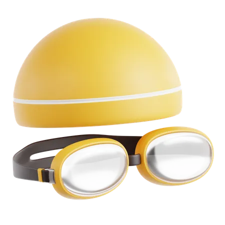 Swimming Cap And Goggles  3D Icon