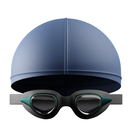 Swimming Hat And goggles 3D Icon