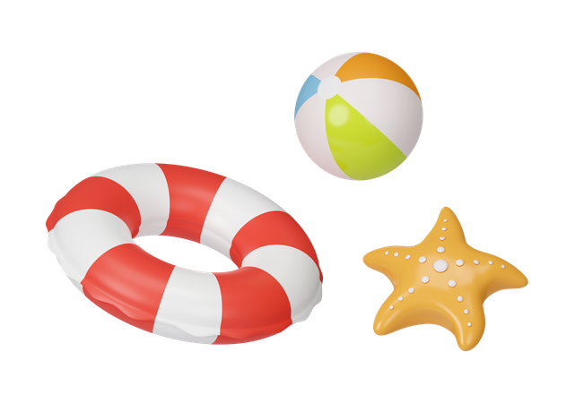 Swimming Ring And Starfish  3D Icon