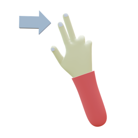右にスワイプする指のジェスチャー  3D Icon