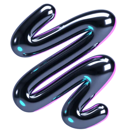 Swirling Chrome Line  3D Icon