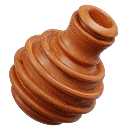 Swirling Woodgrained Vessel Resembling A Vase  3D Icon