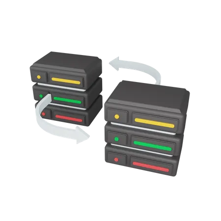 3 D Rendering Server Data Concept With Arrow And Colorful Server Symbol Useful For Server IT 3D Illustration