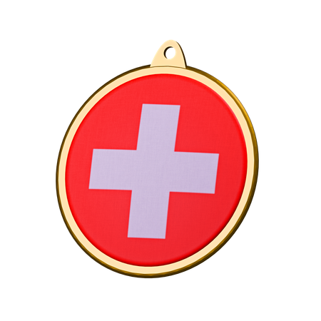 Switzerland Flag Medal Badge  3D Icon